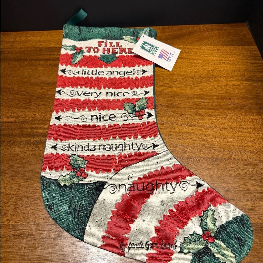 Manual Woodworkers And Weavers Christmas Stocking Naughty or Nice Design